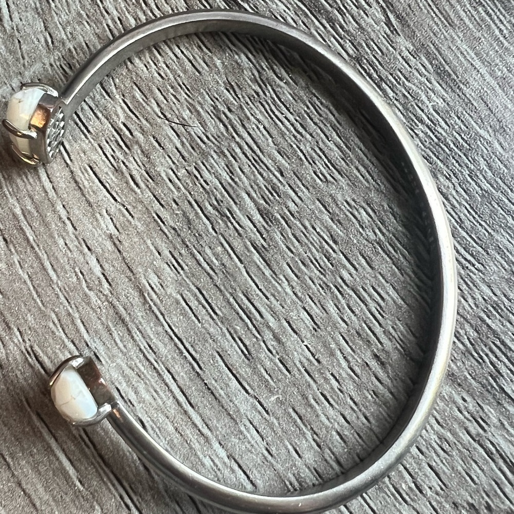 Kendra Scott signed silver Cuff Bracelet with White Stones - Picture 10 of 12